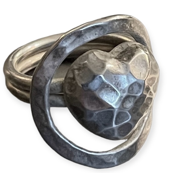 N/A Jewelry - Hammered Heart Ring Silver Tone Size 8 Artsy Artisan Ethnic Love Relationship